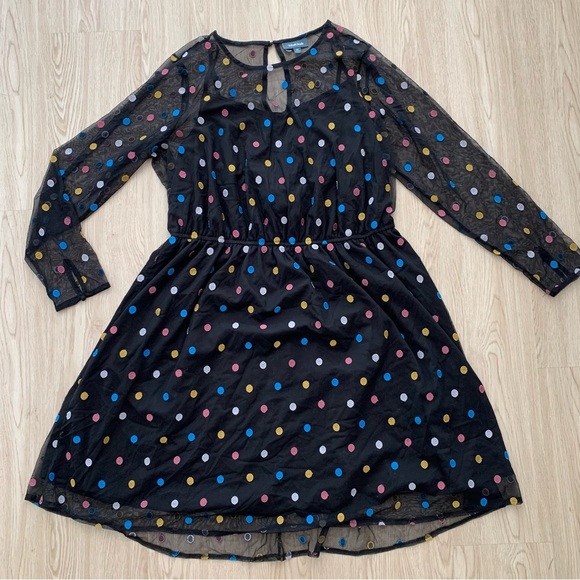 Modcloth embroidered polka dot mesh overlay long sleeve dress nwot - Picture 3 of 3